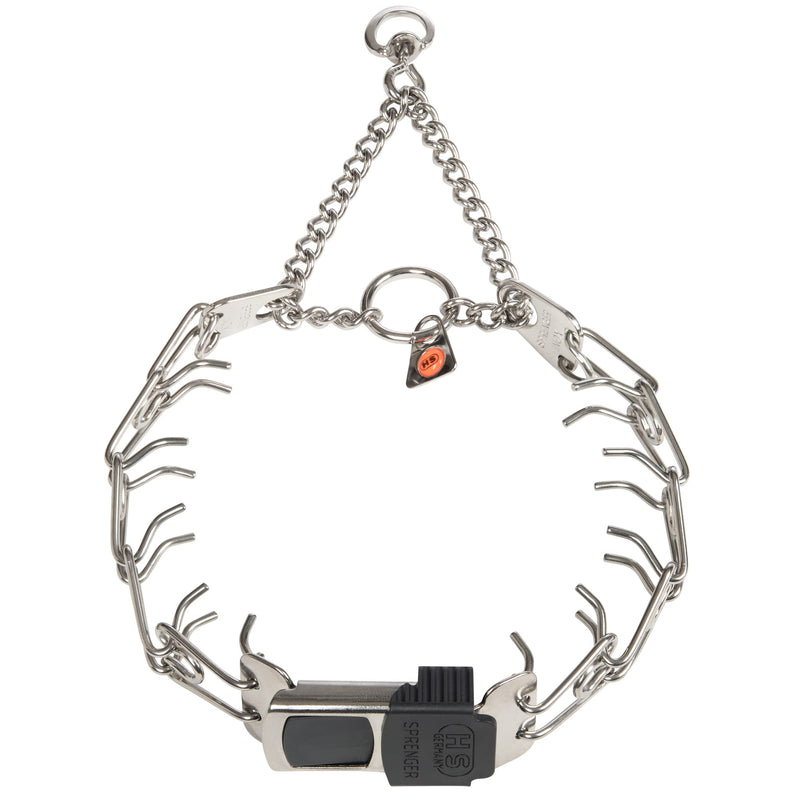 Herm Sprenger Dog Training Prong Collar with Quick Release Cliclock Buckle & Swivel Ring | Adjustable Length German Made Stainless Steel Collar for Small to Medium Dogs Up to 15