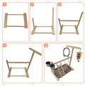 Hamiledyi Bird Playground Parrot Play Stand Parakeet Playground Play Gym with Feeder Cups,Swings, Ladder and Tray, Natural Wood Bird Perch Stand Outside Cage fo