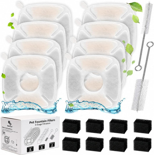 OPISICEN 18 Pcs Cat Fountain Filters Replacement Compatible with VEKEN 95oz/2.8L, 67oz/2L, 135oz/4L Pet Fountain
