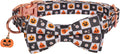 ADOGGYGO Halloween Dog Collar, Checkered Pumpkin Dog Bow Tie Collar, L