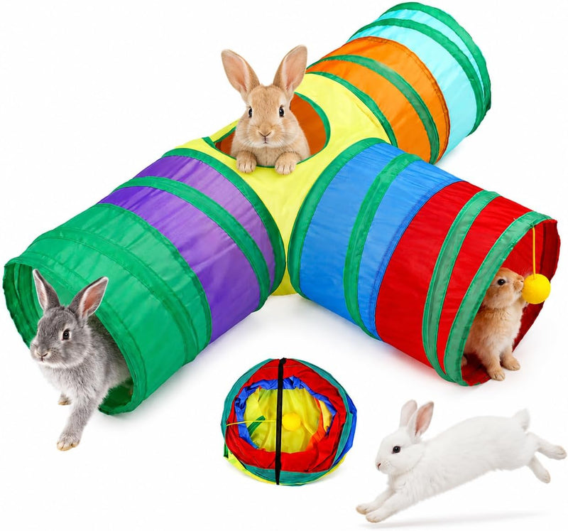 Rabbit Toys, Bunny Tunnels & Tubes, Collapsible 3 Way Rabbit Hideout