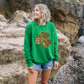 FAYALEQ St Patrick's Day Sweatshirt Women Shamrock Sequin Pullover Clover Hoodie Holiday Long Sleeve Tops