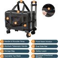 Pet Carrier with Wheels - Soft-Side Wheeled Cat Carrier for Dogs with Telescopic Handle, Collapsible Rolling Pet Travel 