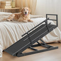 SLSY Dog Ramp for Bed, Couch & SUV, Upgraded Folding Adjustable Pet Ramp with Non-Slip Rubber Mat, 45.2" Long, 5 Heights 15.7''–23.6", Portable Wooden Step Supports up to 200 lbs for Dogs and Cats