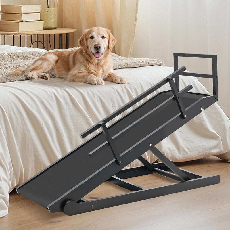 SLSY Dog Ramp for Bed, Couch & SUV, Upgraded Folding Adjustable Pet Ramp with Non-Slip Rubber Mat, 45.2