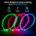 NOVKIN LED Dog Collar, Cut-to-Fit Light Up Dog Collar for Night Walking, IP67 Waterproof USB Rechargeable Glowing Pet Co