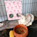 JarThenaAMCS 2Pcs Rabbit Hay Feeder Bag with 2 Holes Pink Bow Guinea Pig Hanging Hay Feeding Bag Storage Dispenser for C