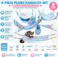 8 Pcs Sugar Glider Cage Set, Small Animal Fleece Hammock Set, Hanging Bed, Climbing Bridge and Toys for Sugar Gliders, F