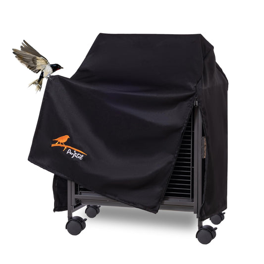 Perfitel Small Bird Cage Cover(Black) Good Night Black-Out Cover for Birdcage with Roof Top Durable Breathable Washable Material (cage is not Included) (18.9" L x 15" W x 25.6" H, L Shape)