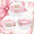Babole Pet Girl Dog Collar for Puppy Small Dogs - Cute Pink Plaid & Bow Print Spring/Summer Puppy Collar, Soft Adjustable Holiday Female Dog Collars with Quick Release Buckle XS