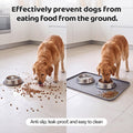 Dog Food Mat, 23.6 x 15.7in Silicone Dog Bowl Mat, Pet Feeding Mat, Gray