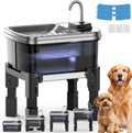 9L/2.38Gal Dog Water Fountain Elevated with 4-Height Adjustable Stand, FeelNeedy Large Pet Water Dispenser with Durable 
