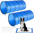 Dog Agility Tunnel 2-Pack 71"x22" with Stakes & Stop Grid for Training