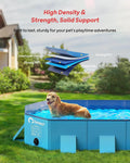Peteast Foldable Dog Pool - Extra Large 71" x 39" x 12" Hard Plastic Portable Pet Bath Tub with Non-Slip & Reinforced Stability, Collapsible Design for Indoor Outdoor Backyard Use (Blue)