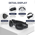 PETLESO Dog Goggles Medium Breeds, Clear UV Protection Dog Sunglasses with Black Replaceable Lenses, Adjustable Dog Glasses for Outdoor Activities Hiking/Camping Windproof Pet Eyewear