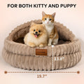 CHEERPALS Cat Cave Bed for Indoor Cats, Washable Covered Cat Bed Hooded Kitty Bed Soft Fluffy Pet Bed for Puppy and Small Dog(Khaki)