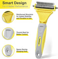 Tessenyh Professional Dog Brush for Shedding, Undercoat Rake for Medium and Long Haired & Double Coated Dogs, Double Sided Design with 12+23 Blades