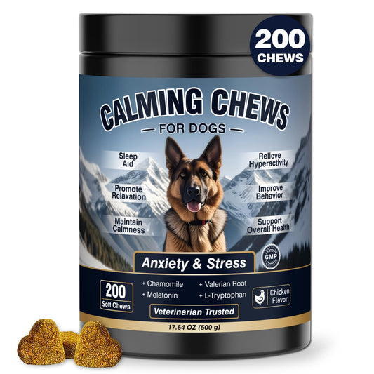 Calming Chews for Dogs 200ct, Dog Calming Chews - Anxiety and Stress Relief Treats Melatonin Bites Sleep Aid for Small/Medium/Large Dogs Calm Dog - Separation, Fireworks, Thunder, Barking - Chicken