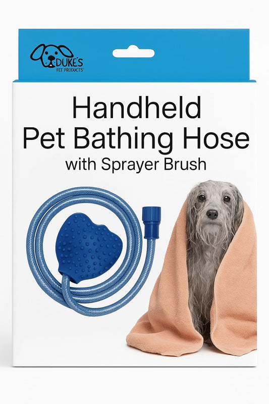 Handheld Pet Bathing Hose with Sprayer & Brush – 8‑Mode Hose Attachment for Dogs & Cats – One‑Handed Control, Soap Dispenser, Garden or Shower Compatible