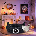 Halloween Cat Tunnel,33.8”Cat Beds Cave for Indoor Cats with Hanging Ball