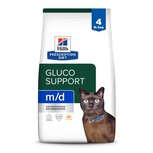 Hill's Prescription Diet m/d GlucoSupport Dry Cat Food, Chicken, 4 lb. Bag