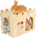 BWOGUE Large Wooden Bunny Hideout,Detachable Rabbit Castle for Small Animal