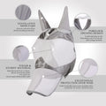 Harrison Howard Full Face Horse Fly Mask UV Protection and Breathable for Equine Use Comfortable Grey L