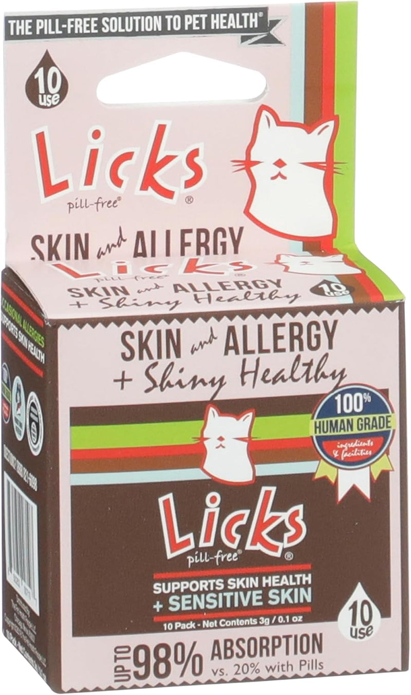 Licks Cat Skin & Allergy Support, Omega 3, Skin and Coat Support, 10 Ct