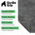 GORILLA GRIP SoakSTOPPER Indoor Door Mat for Dogs with Muddy Paws, 24x17
