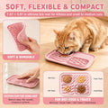 AZY 3-Piece Slow Feeder Cat Bowl Set, Silicone Cat Lick Mat, Cat Treat Dispenser & Food Spoon for Wet Food, Slow Eating & Daily Cat Enrichment (Pink)