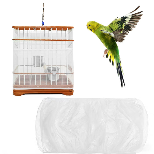 Quadafy Bird Cage Seed Catcher Guard, Adjustable Stretchy Net Cover for Parrot Enclosures, Bird Cage Skirt Netting, Seed Catcher for Protective Shield for Parrot Enclosures (White)