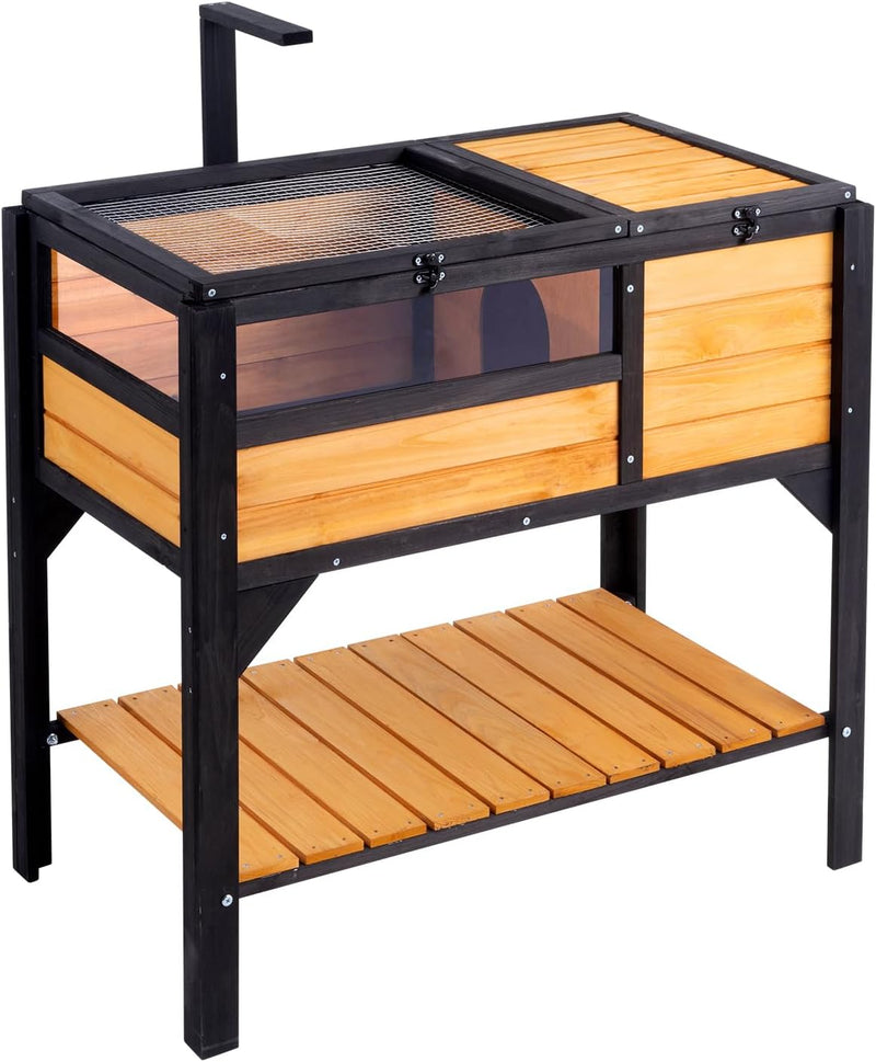 VEVOR Tortoise Habitat, Cedar Wooden Tortoise House Indoor & Outdoor, Tortoise Enclosure with Light Stand, Reptile Enclo