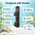 100W Aquarium Heater for 10-20 Gal Tanks with External LED Temp Controller
