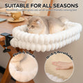 CHEERPALS Cat Desk Bed with Reversible Cushion, 90°Foldable Cat Hammock for Desk Mounted Removable & Washable, Suitable for Medium-to-Large Cats and Puppy, Cloud Series(White, Large)