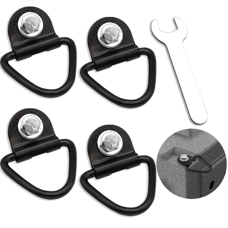 Terixe 4 Pack Tie Down Kit, 1000 LB Load Capacity, with Wrench - Easy Installation, Tie Down D-Ring Kit Compatible with RuffLand Kennels - Ideal for Securing Your Crate in Vehicle