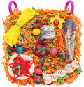 Bird Toys for Small & Medium Parrots - Natural Foraging & Shredding Cage Hanging Toys with Seagrass Mat, Starfruit, Loofah Slices for Budgies, Cockatiels, Lovebirds, Conures (1 PCS)