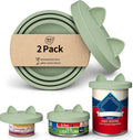 OHMO 2 Pack Dog Food Can Lids, (3, 12, 14oz etc.) Universal Size BPA Free Silicone Covers for Cat and Pet Food, Light Green