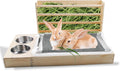 Rabbit Hay Feeder with Litter Box, 3 in 1 Wooden Bunny Feeder, Small Animal Hay Holder Rack for Rabbit, Guinea Pig, Hams