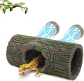 REPTITRIP Magnetic Crested Gecko Hideout - Resin Hollow Log Cave, Reptile Hide Cave, Reptile & Amphibian Habitat Hide, T