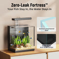 AQUASMITH Beta Fish Tank, 2 Gallon Betta Fish Aquariums with Filter & Light, for Men, Fish Tanks for Kids & Starter, Bla