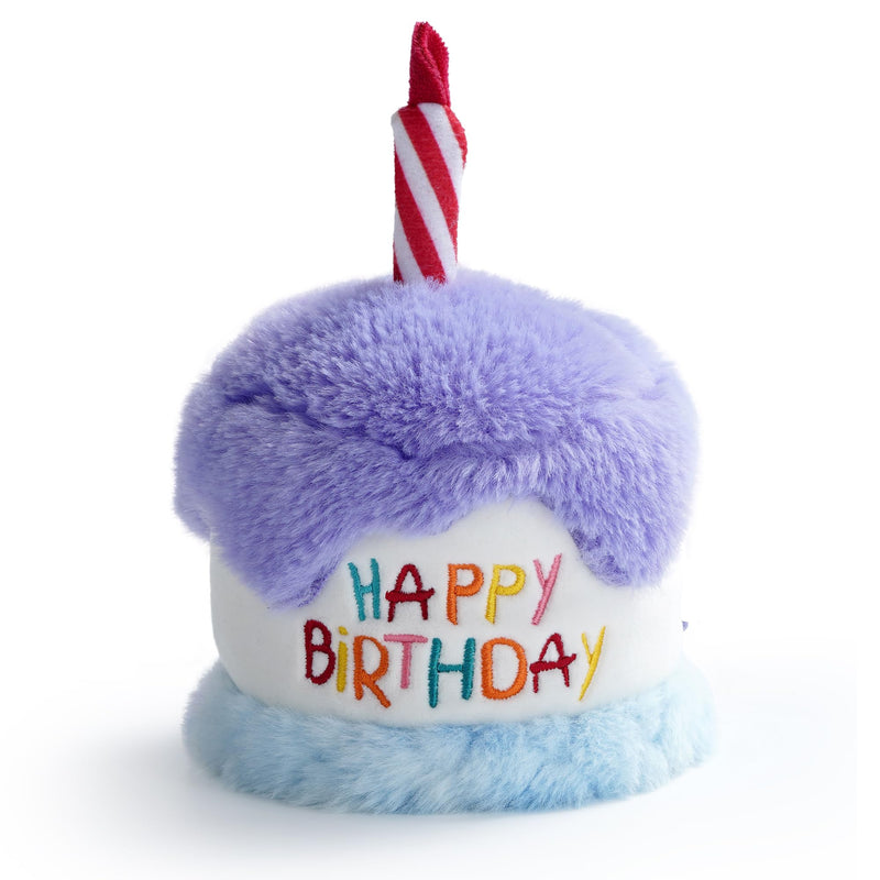 Fuzzwoof Dog Happy Birthday Cake Toy with Crinkle, Stuffed Plush Puppy Present for Birthday Party, Dog Toy for Small Medium