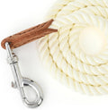 Mile High Life Dog Leash Braided Cotton Rope with Leather-Reinforced Ends