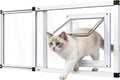 Full Glass Cat Door for Window,32"-37" Adjustable Width,1-Min Install | 4 Locking Modes,Aluminum Frame,HD Glass,Magnetic