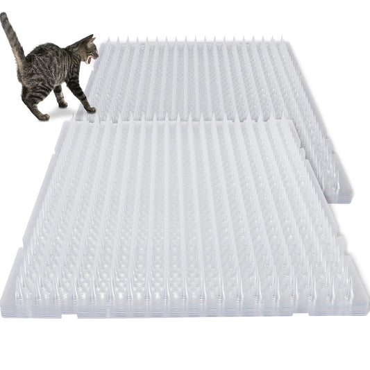 Nuanchu 20 Pcs Cat Repellent Outdoor Indoor Mat, 16 x 13 Inch Clear Plastic Spiked Cat Deterrent Mat for Furniture, Plants, Couch Protectors
