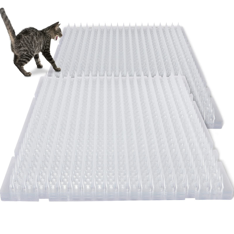 Nuanchu 20 Pcs Cat Repellent Outdoor Indoor Mat, 16 x 13 Inch Clear Plastic Spiked Cat Deterrent Mat for Furniture, Plants, Couch Protectors