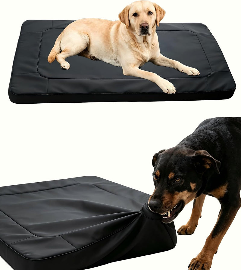 Heavy‑Duty Wear‑Resistant Dog Bed for Aggressive Chewers, Oxford Fabric Waterproof Crate Bed for Large Dogs, Washable Re