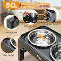 COMESOON Elevated Dog Bowls, 4 Height Adjustable Raised Bowl Stand with 2 Thick 50oz Stainless Steel Food Bowls Non-Slip Feeder Adjusts to 3.7'', 9.2'', 10.75'', 12.36'' Black, (DB-W01)