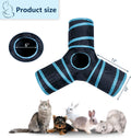 3 Way Cat Tunnel Collapsible Fun Pet Play Tube Toys for Cats, Kittens, Puppies & Rabbits - Portable Tunnel with Hanging 
