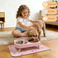 Elevated Dog Bowl, Raised Feeding Stand with Mat for Small Dogs Under 25 Lb