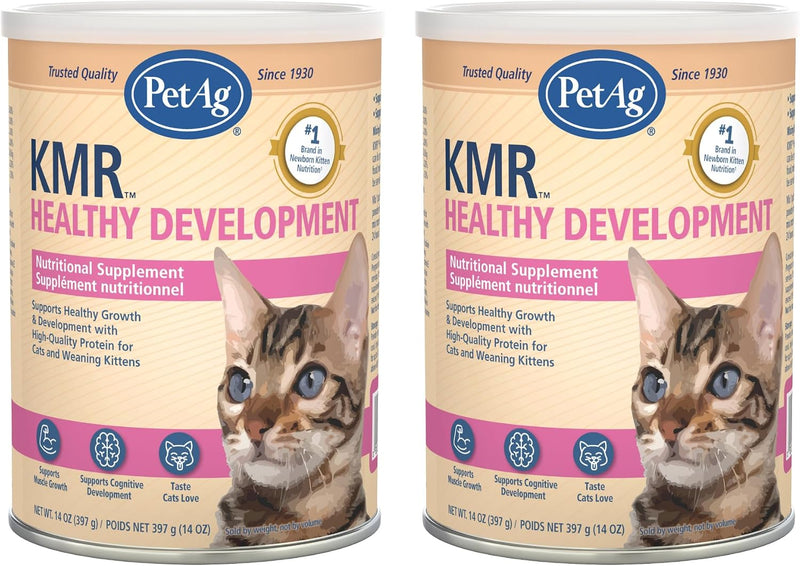 PetAg KMR Healthy Development - 14 oz, Pack of 2 - Great Tasting Nutritional Supplement for Cats and Weaning Kittens